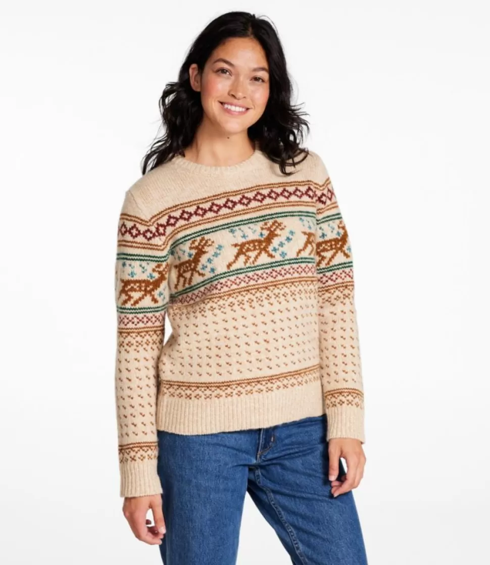 Fashion "Women's Bean's Classic Ragg Wool Crewneck Intarsia Sweater" Women Sweaters