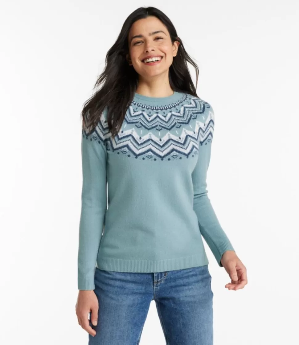 Sale "Women's Classic Cashmere Sweater, Crewneck Fair Isle" Women Sweaters