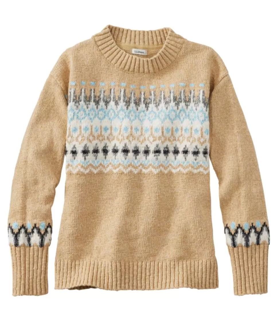 Cheap "Women's Cotton Ragg Sweater, Crewneck Fair Isle" Women Sweaters