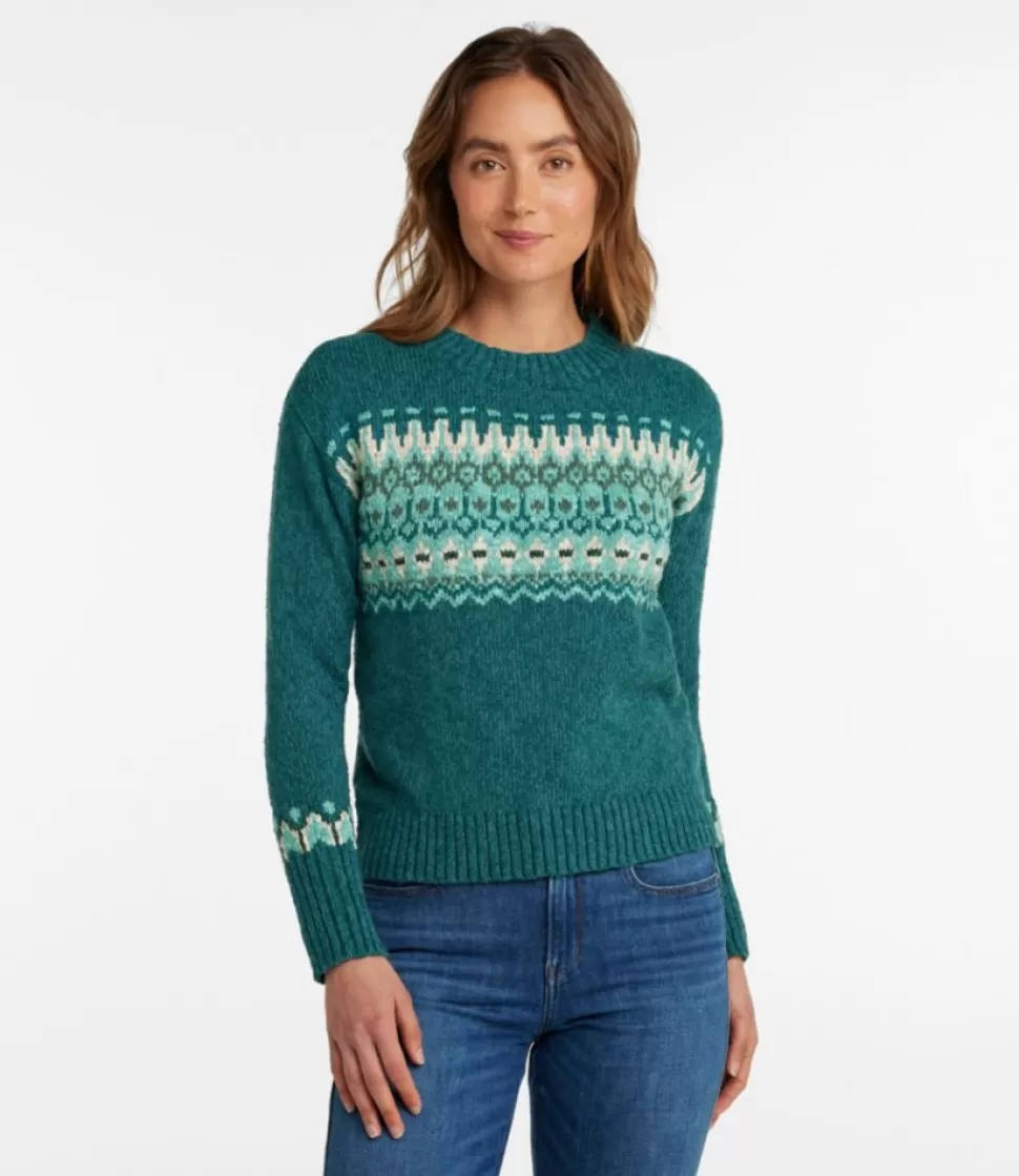 Cheap "Women's Cotton Ragg Sweater, Crewneck Fair Isle" Women Sweaters