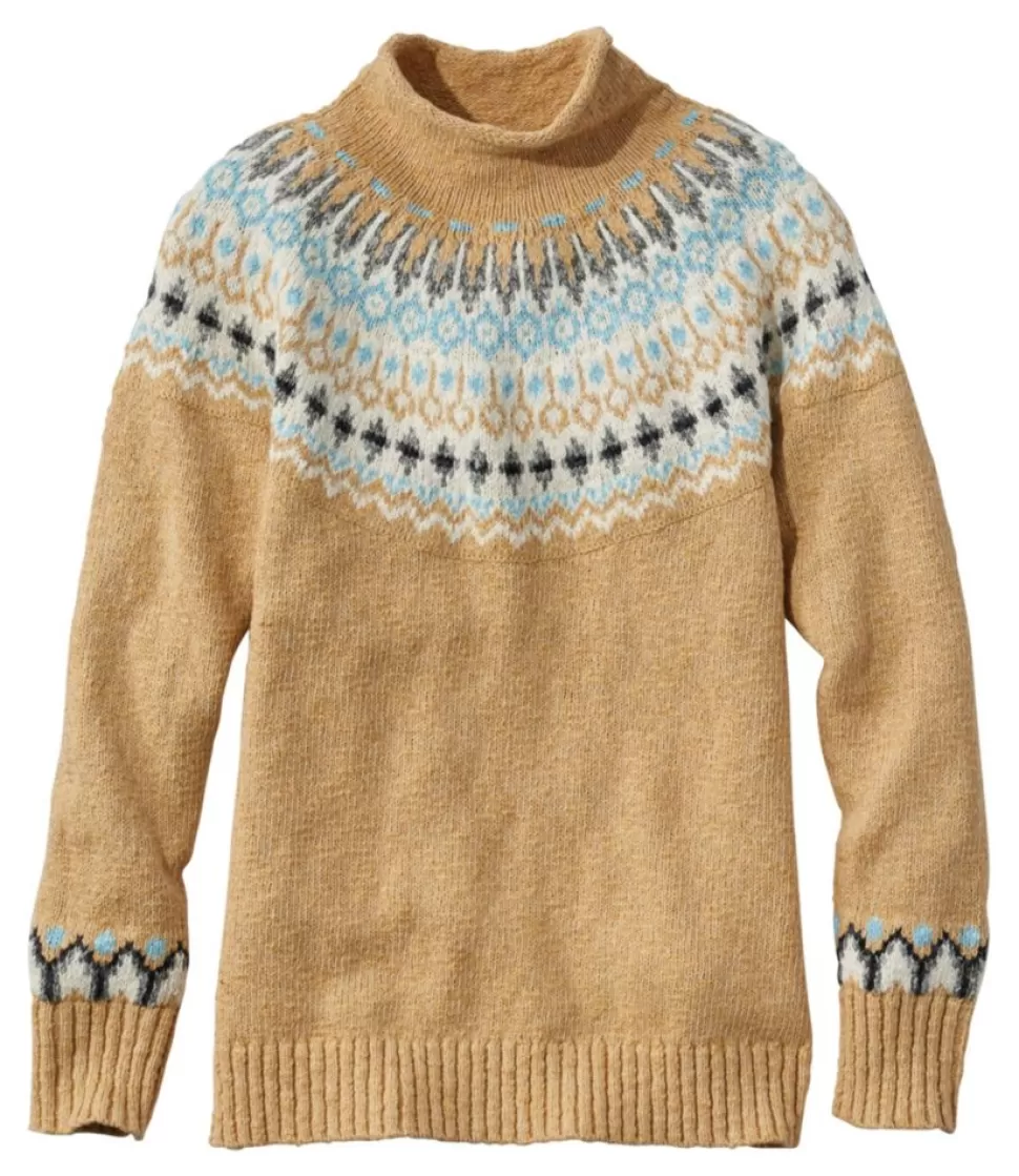 Best Sale "Women's Cotton Ragg Sweater, Funnelneck Pullover Fair Isle" Women Sweaters