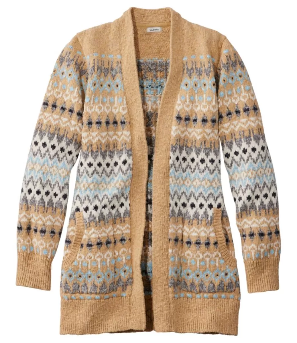 Store "Women's Cotton Ragg Sweater, Open Cardigan Fair Isle" Women Sweaters
