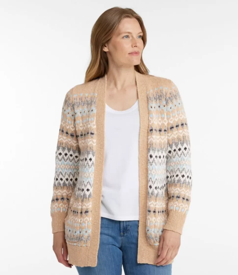 Store "Women's Cotton Ragg Sweater, Open Cardigan Fair Isle" Women Sweaters