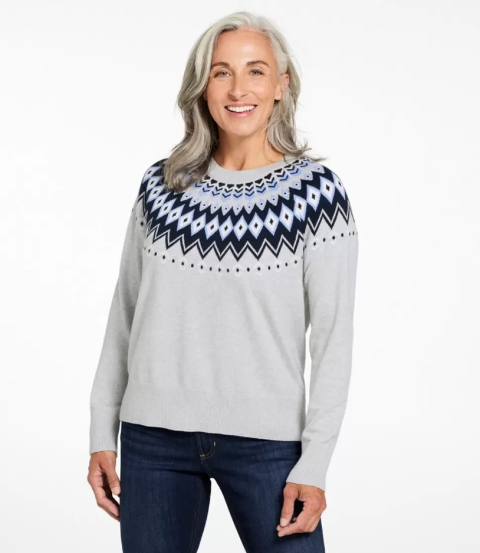 Store "Women's Cotton/Cashmere Sweater, Crewneck Fair Isle" Women Sweaters