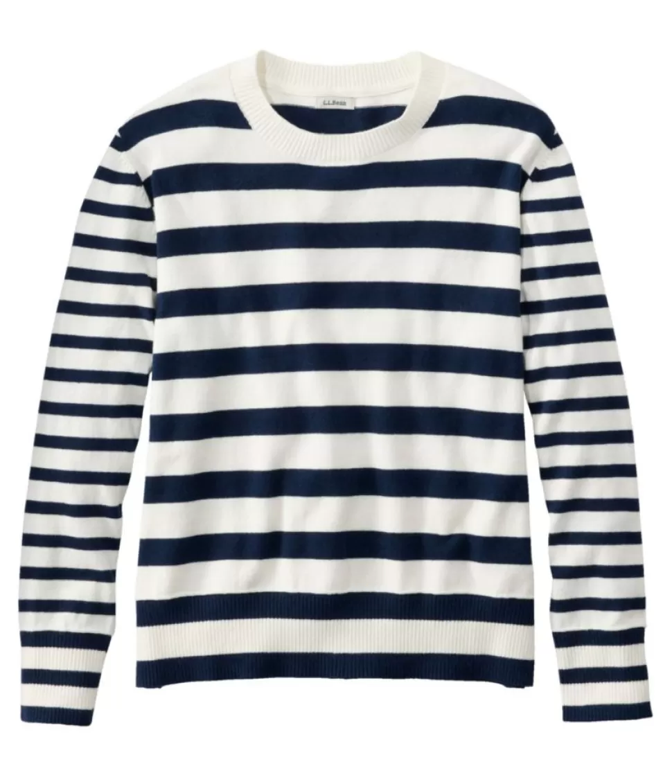 Fashion "Women's Cotton/Cashmere Sweater, Crewneck Stripe" Women Sweaters