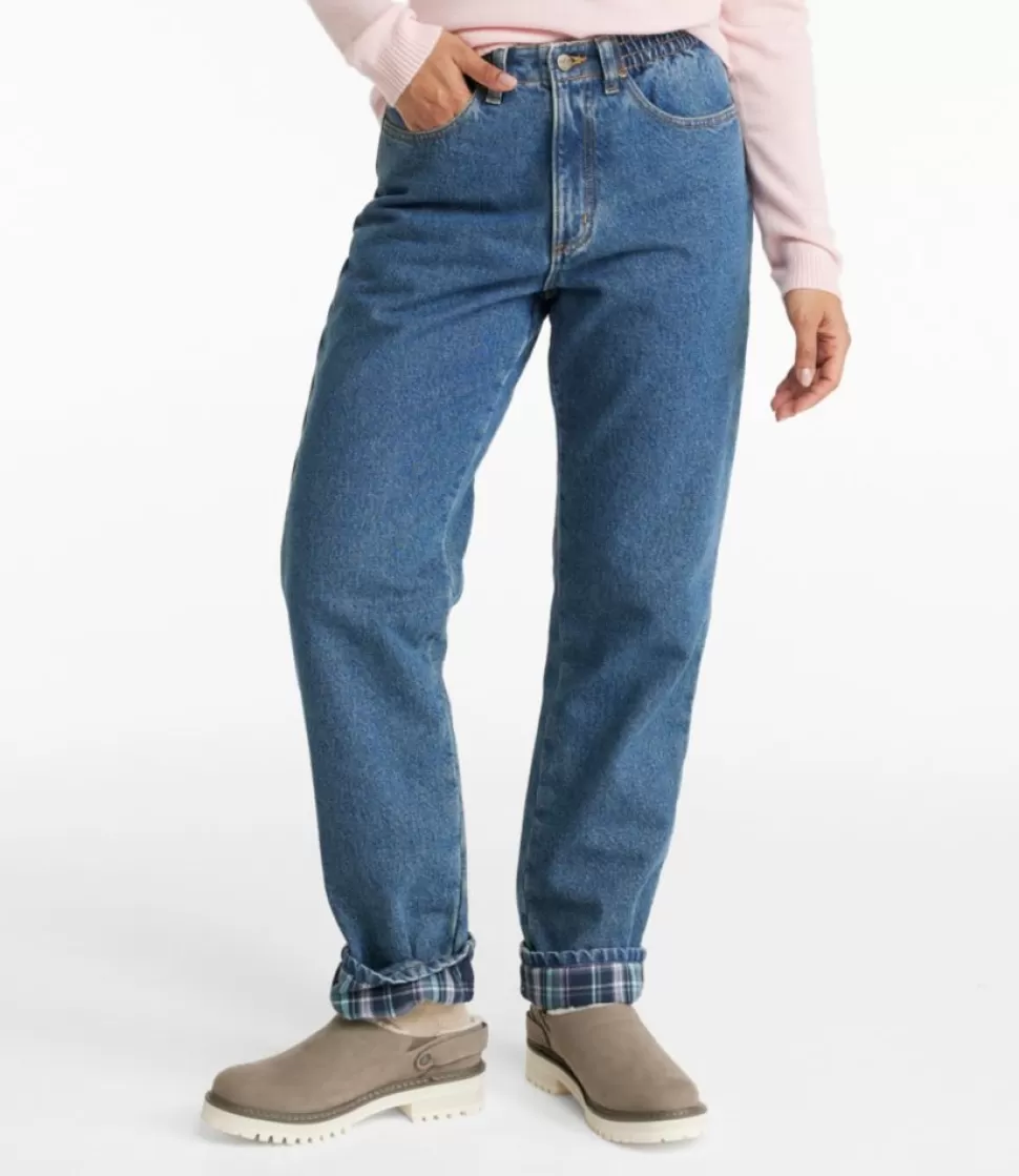Outlet "Women's Double L® Jeans, Ultra High-Rise Comfort Waist Tapered Leg Flannel-Lined" Women Jeans