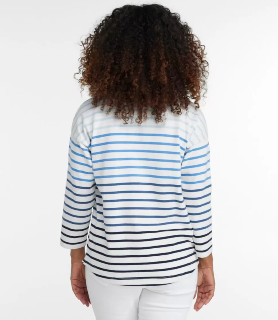 Sale "Women's Heritage Mariner Top, Splitneck Polo Three-Quarter-Sleeve Stripe" Women Shirts & Tops