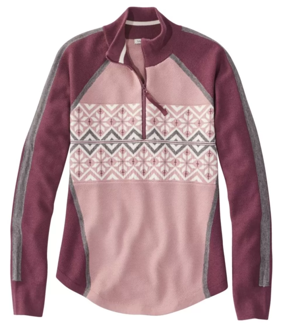 Best "Women's Honeycomb Merino Wool-Blend Sweater, Quarter-Zip Colorblock" Women Sweaters