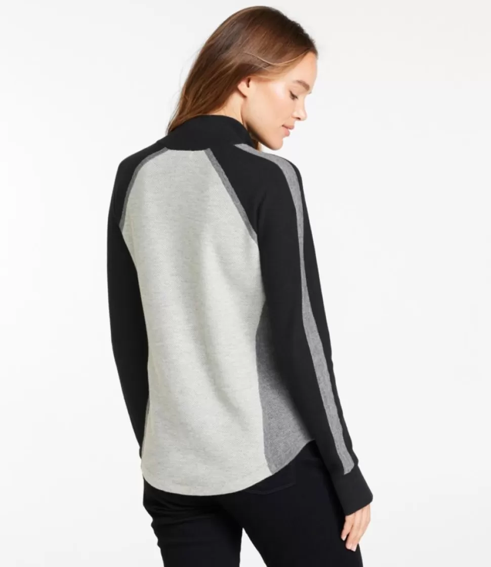 Best "Women's Honeycomb Merino Wool-Blend Sweater, Quarter-Zip Colorblock" Women Sweaters