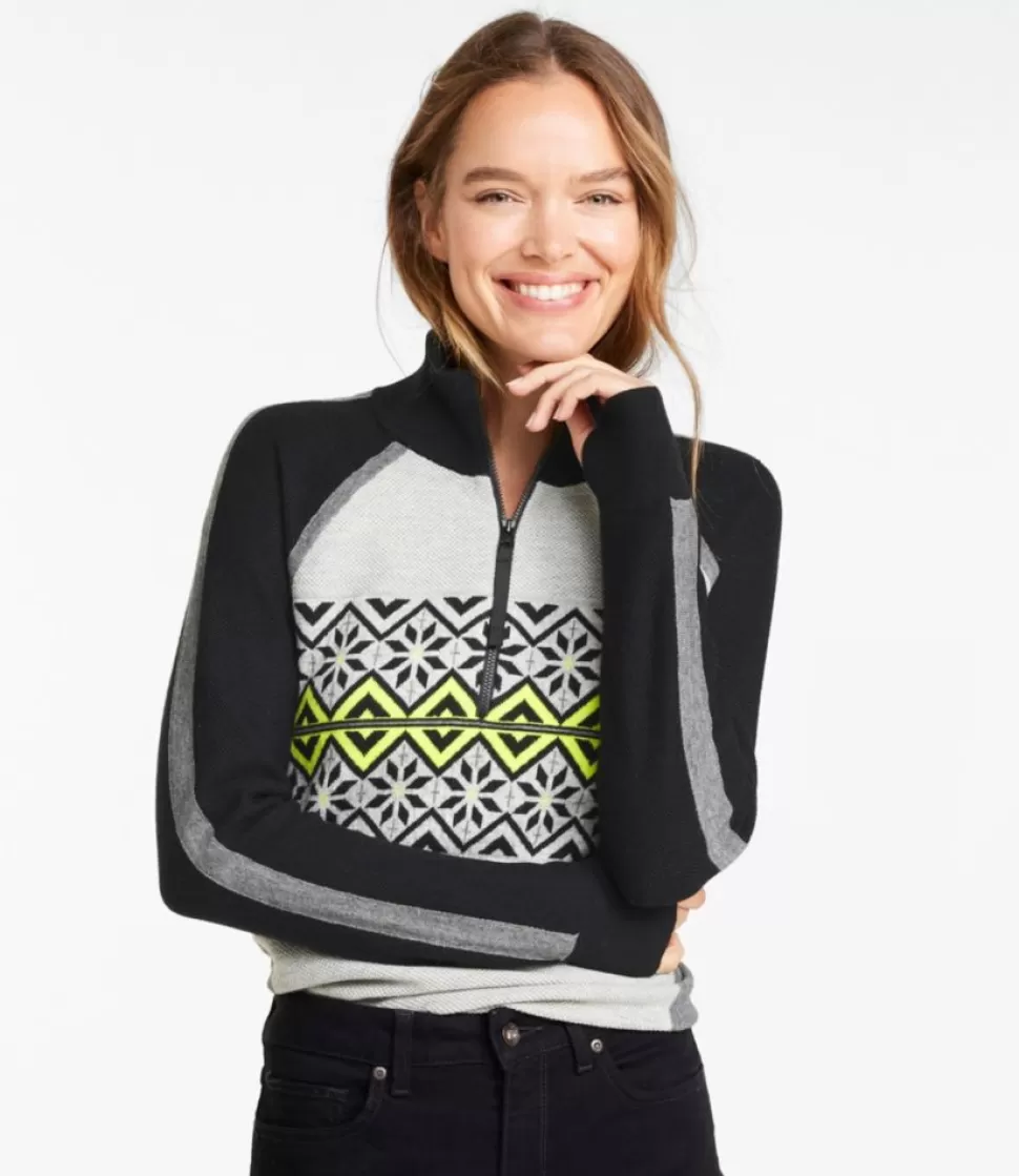 Best "Women's Honeycomb Merino Wool-Blend Sweater, Quarter-Zip Colorblock" Women Sweaters