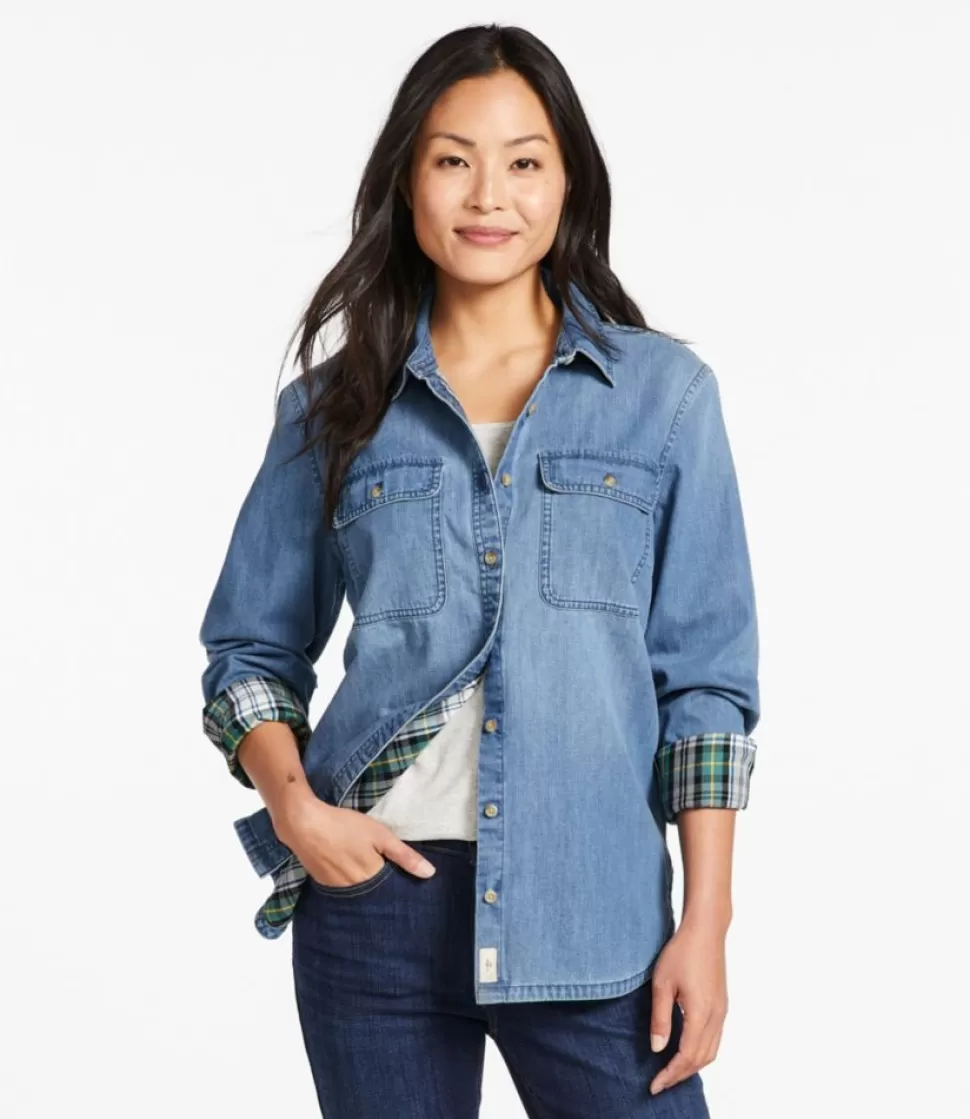 Cheap "Women's L.L. Bean Heritage Washed Denim Shirt, Lined" Women Shirts & Tops