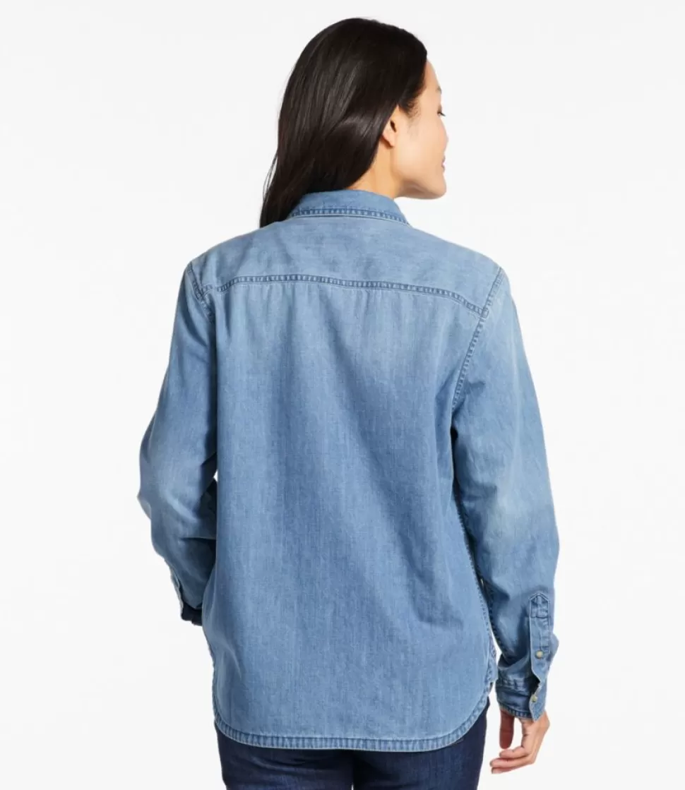 Cheap "Women's L.L. Bean Heritage Washed Denim Shirt, Lined" Women Shirts & Tops