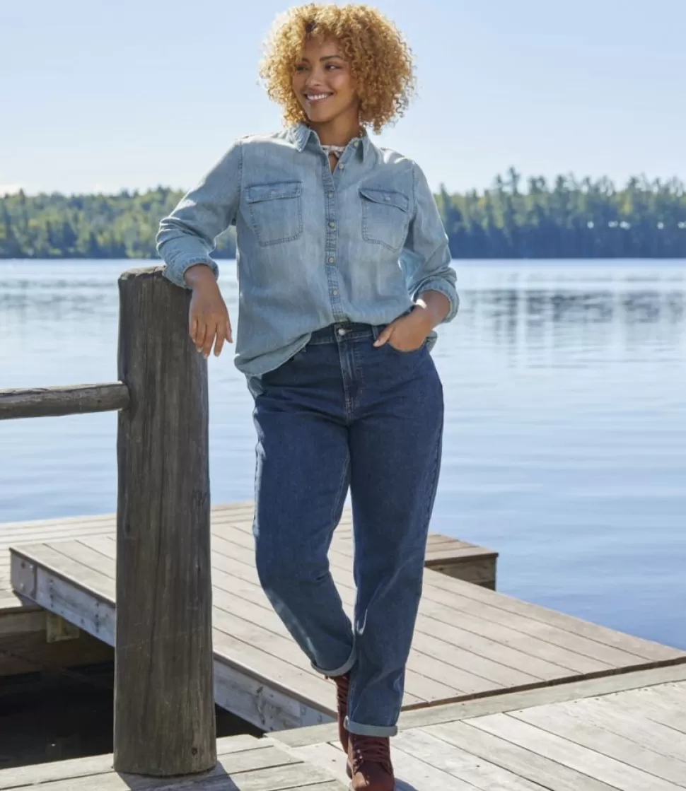 Online "Women's L.L. Bean Heritage Washed Denim Shirt, Long-Sleeve" Women Shirts & Tops