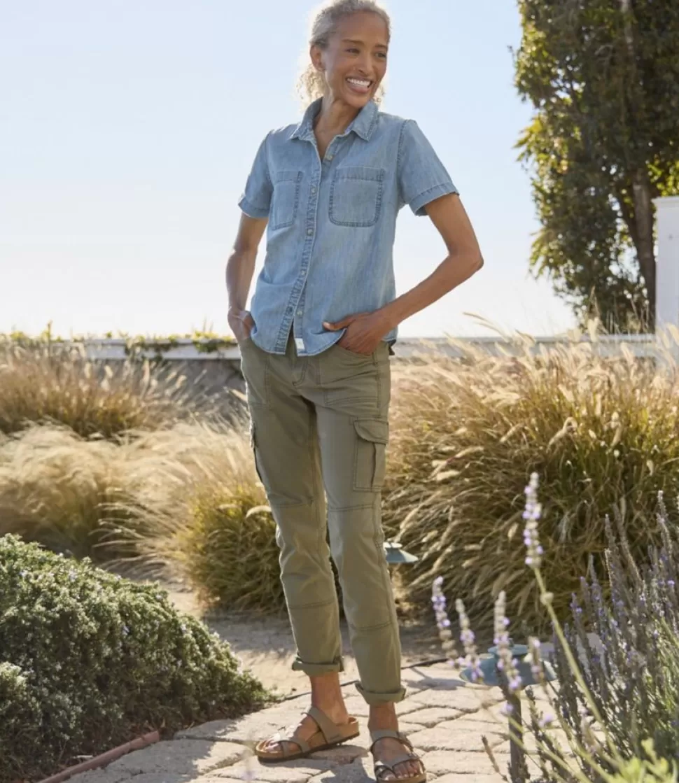 Cheap "Women's L.L. Bean Heritage Washed Lightweight Denim Shirt, Short-Sleeve" Women Shirts & Tops