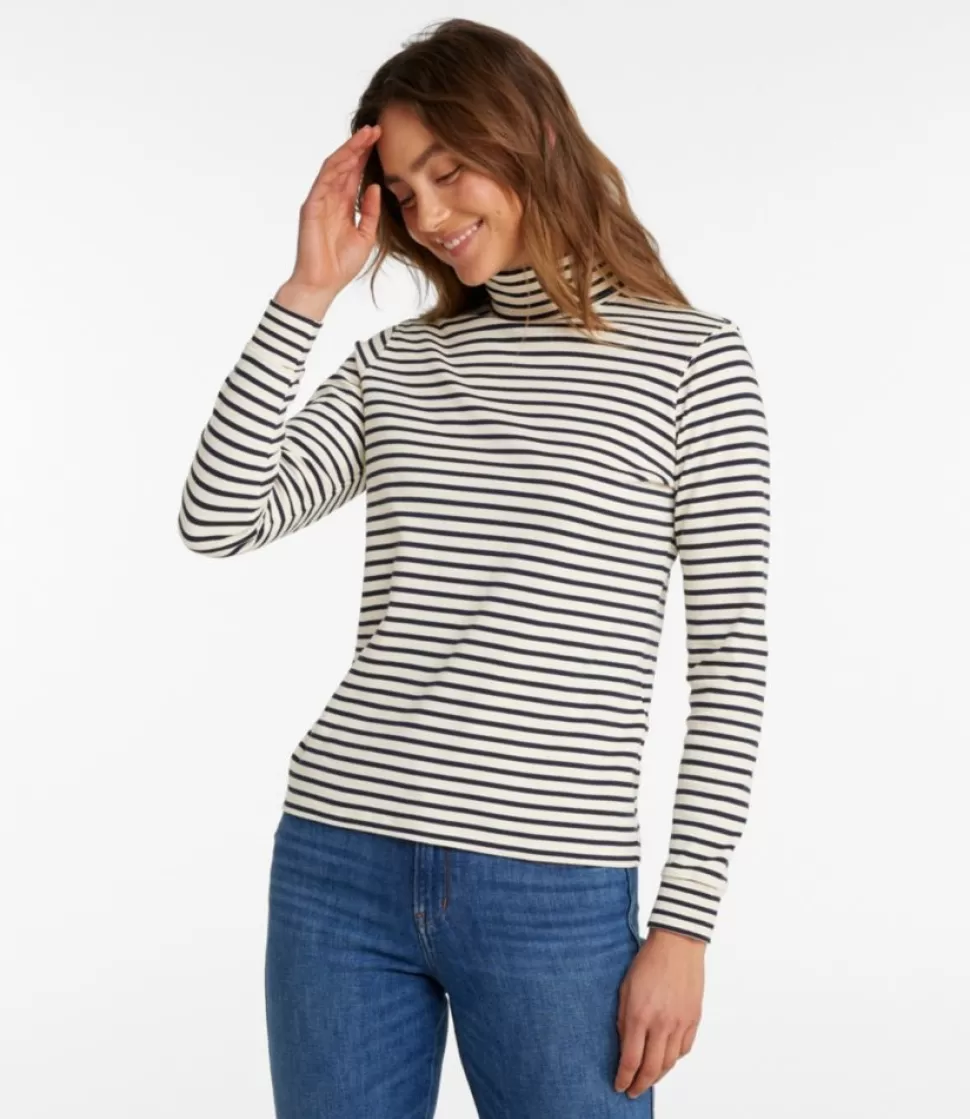 Best Sale "Women's Interlock Turtleneck, Long-Sleeve Stripe" Women Shirts & Tops