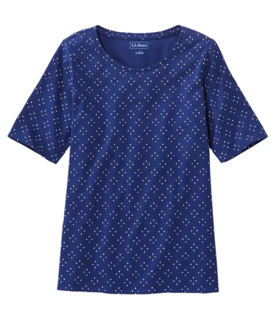 Online "Women's Jewelneck Tee, Elbow-Sleeve Print" Women Shirts & Tops