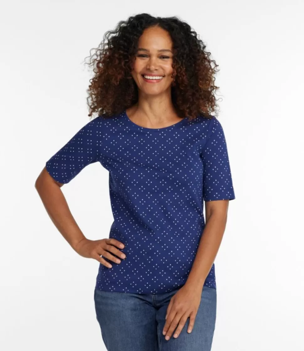 Online "Women's Jewelneck Tee, Elbow-Sleeve Print" Women Shirts & Tops