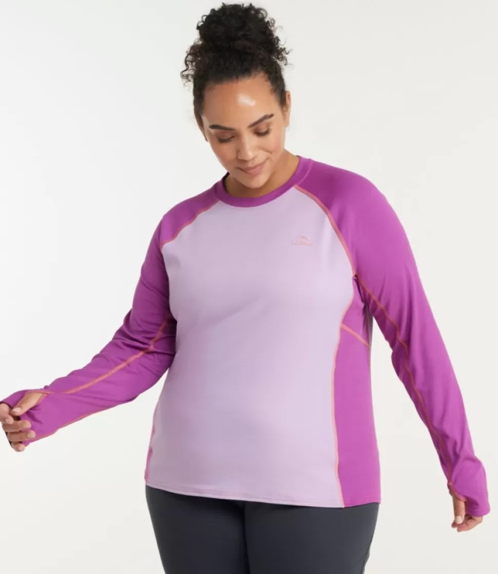 Best Sale "Women's Midweight Baselayer Crew, Long Sleeve Color Block" Women Base Layers