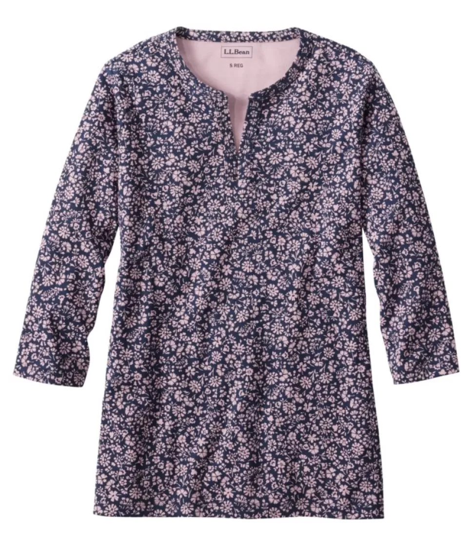 Clearance "Women's Tee, Three-Quarter-Sleeve Splitneck Tunic Print" Women Shirts & Tops