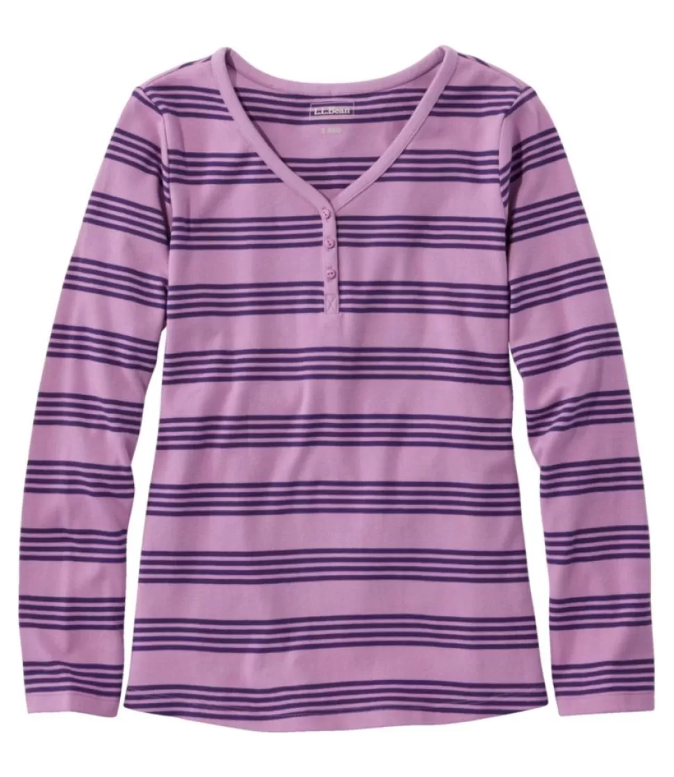 Fashion "Women's V-Neck Henley, Long-Sleeve Stripe" Women Shirts & Tops