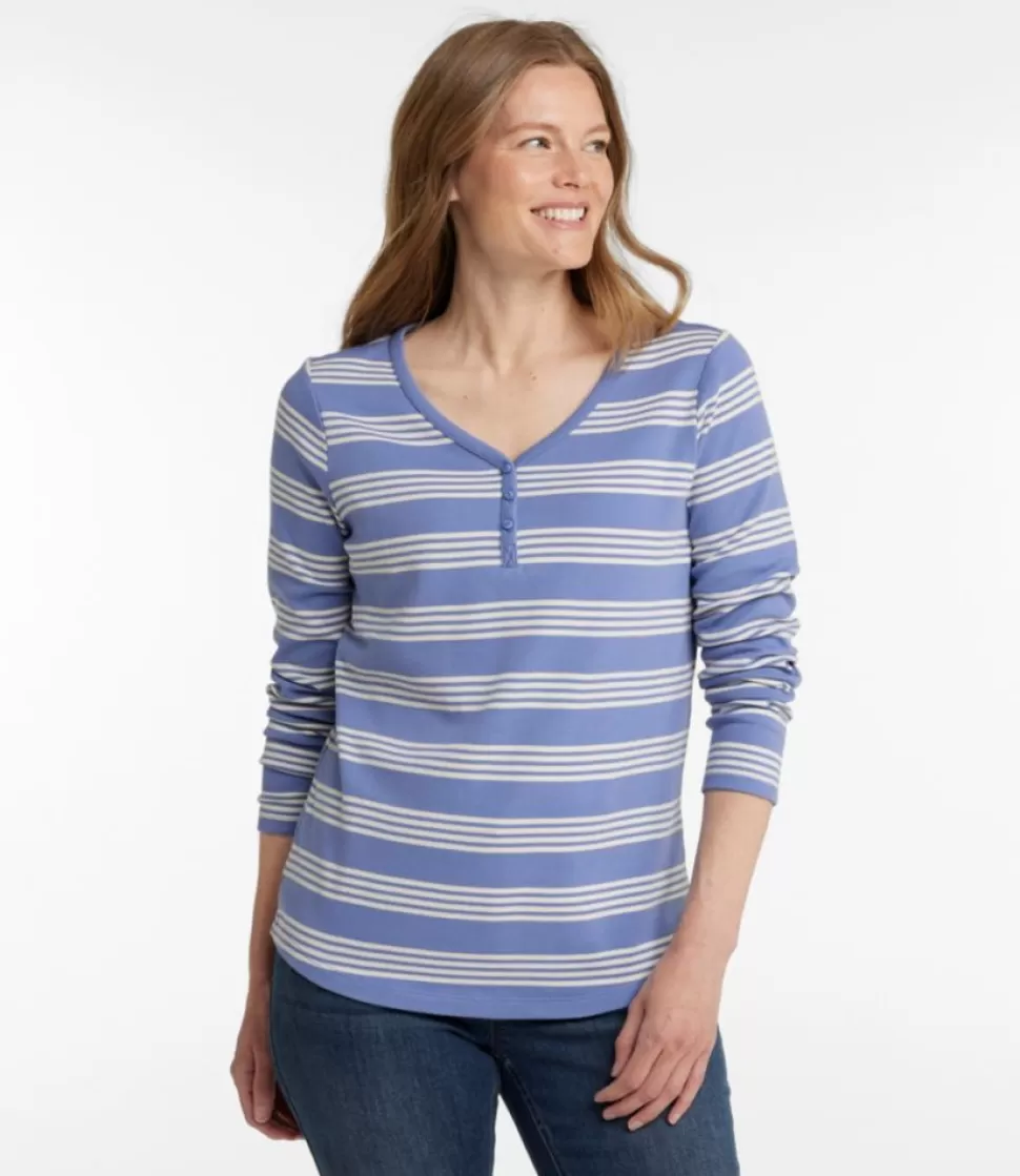 Fashion "Women's V-Neck Henley, Long-Sleeve Stripe" Women Shirts & Tops