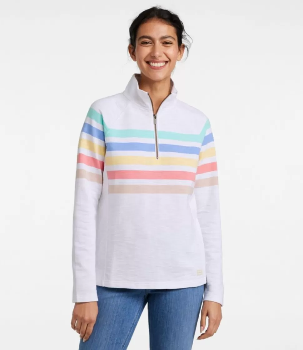 Flash Sale "Women's Peaks Island Quarter-Zip Pullover, Stripe" Women Sweatshirts
