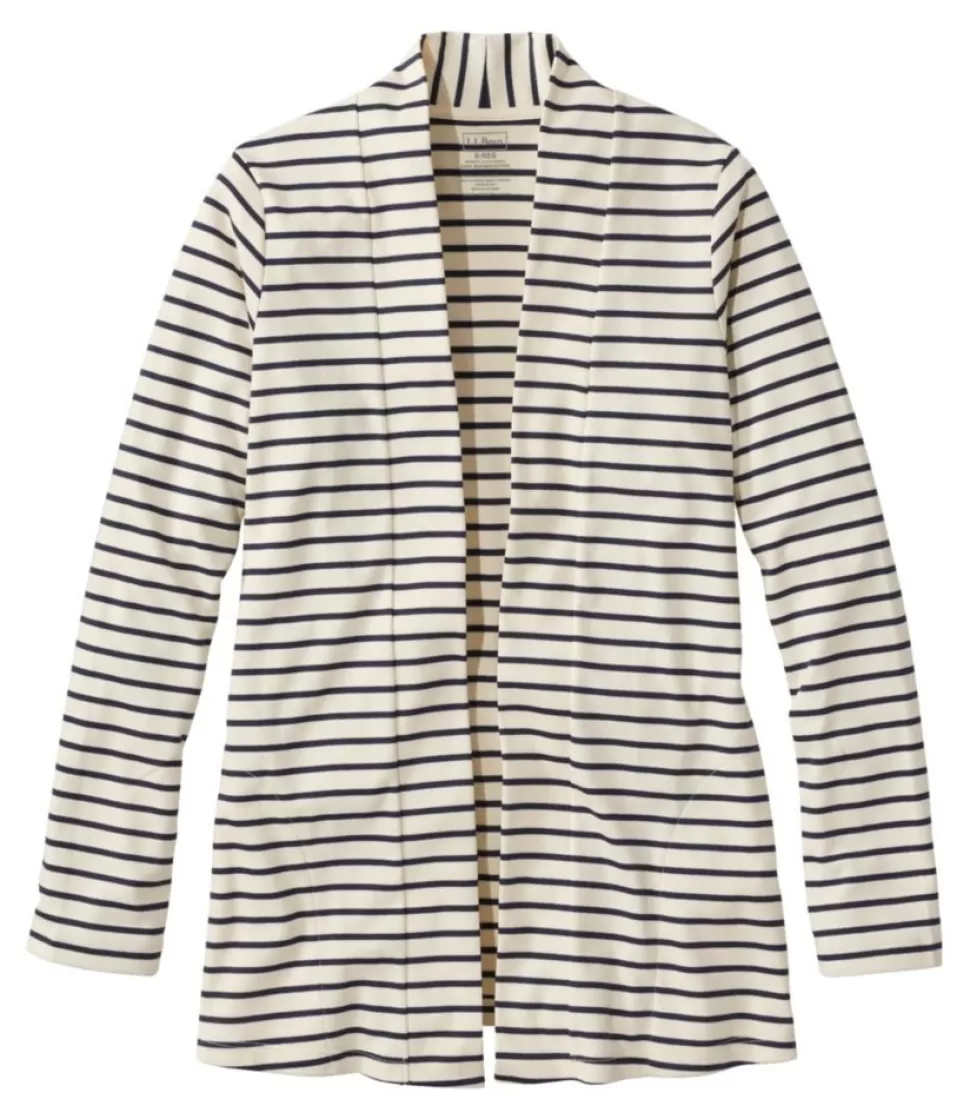 Hot "Women's Pima Cotton Open Cardigan, With Pockets Stripe" Women Shirts & Tops | Sweaters