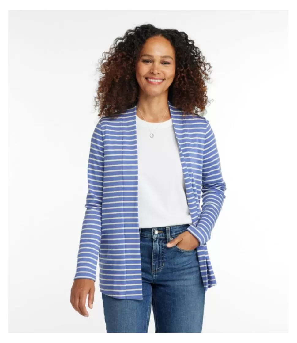 Hot "Women's Pima Cotton Open Cardigan, With Pockets Stripe" Women Shirts & Tops | Sweaters