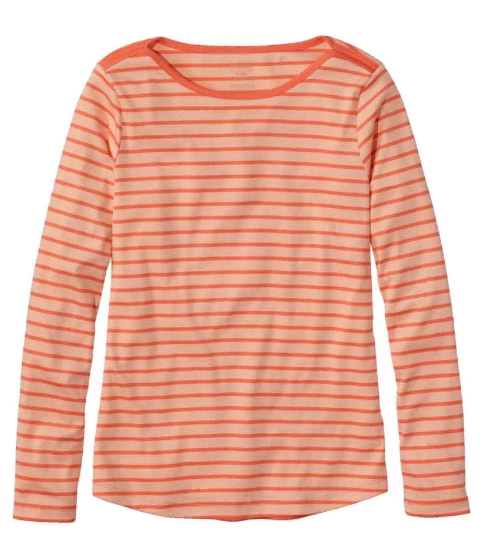 Clearance "Women's Pima Cotton Shaped Tee, Long-Sleeve Boatneck Stripe" Women Shirts & Tops