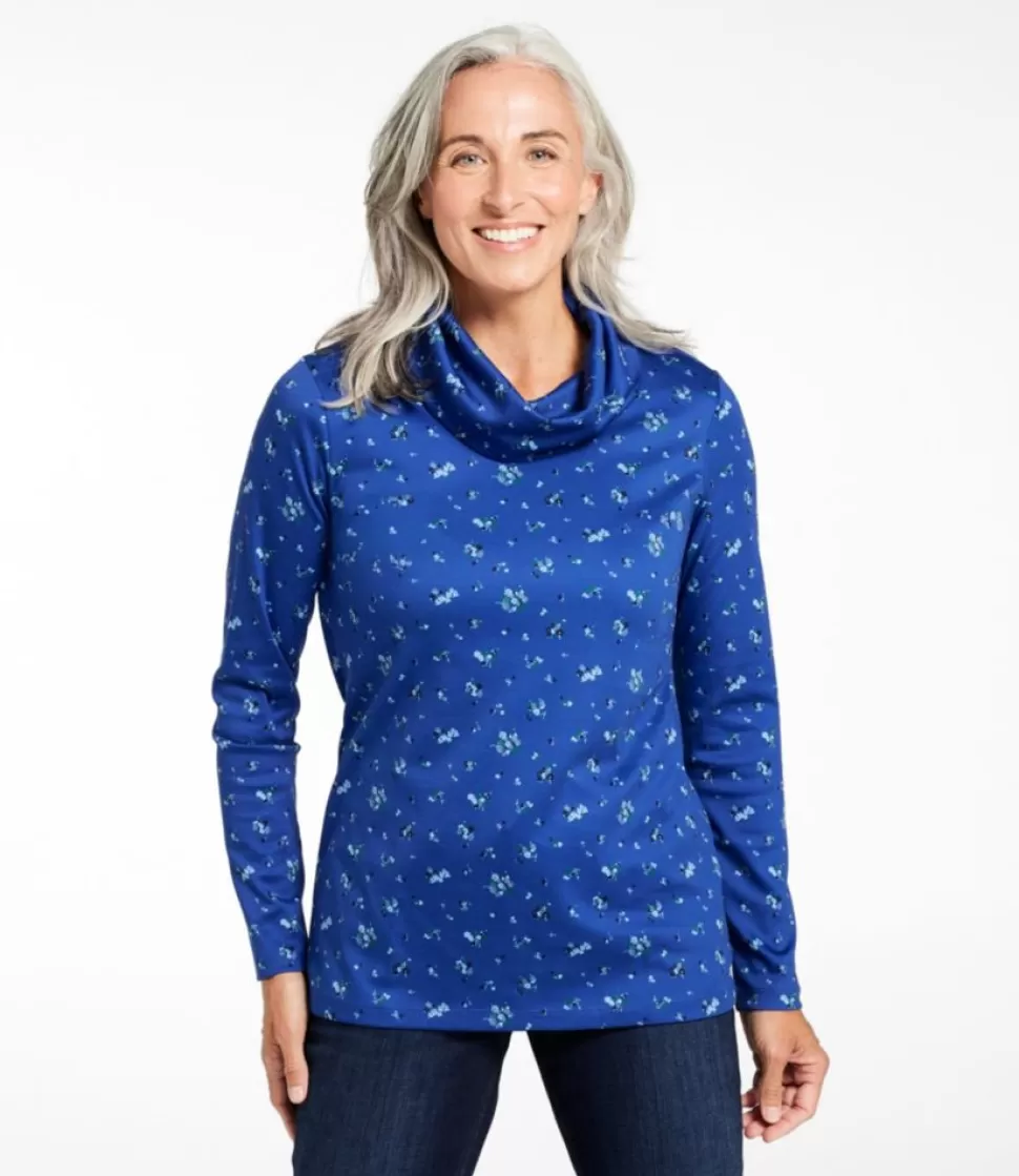 New "Women's Pima Cotton Tee, Long-Sleeve Cowlneck Print" Women Shirts & Tops
