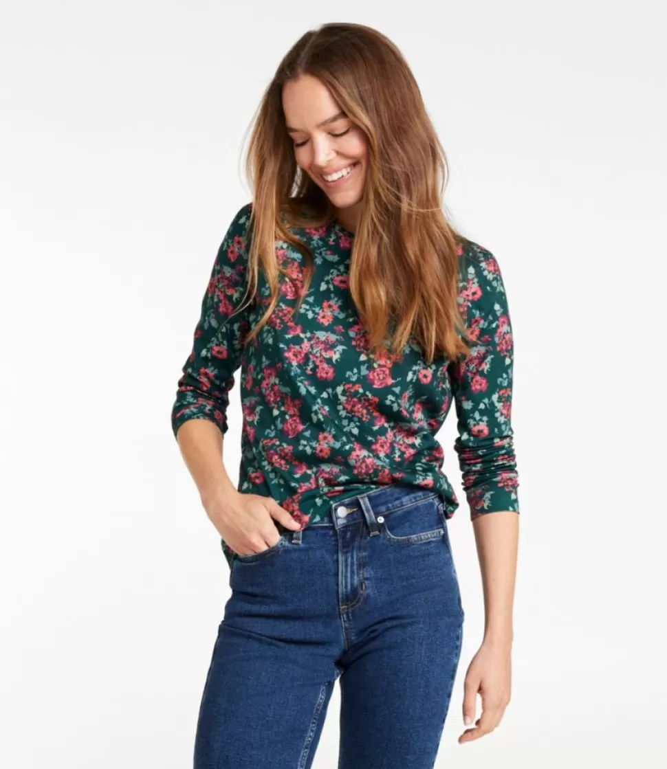 Store "Women's Pima Cotton Tee, Long-Sleeve Crewneck Print" Women Shirts & Tops