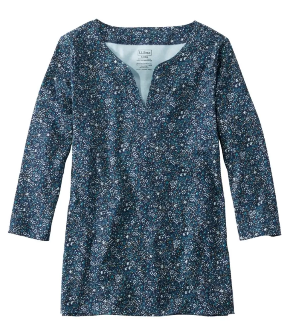 Online "Women's Pima Cotton Tunic, Three-Quarter-Sleeve Splitneck Print" Women Shirts & Tops