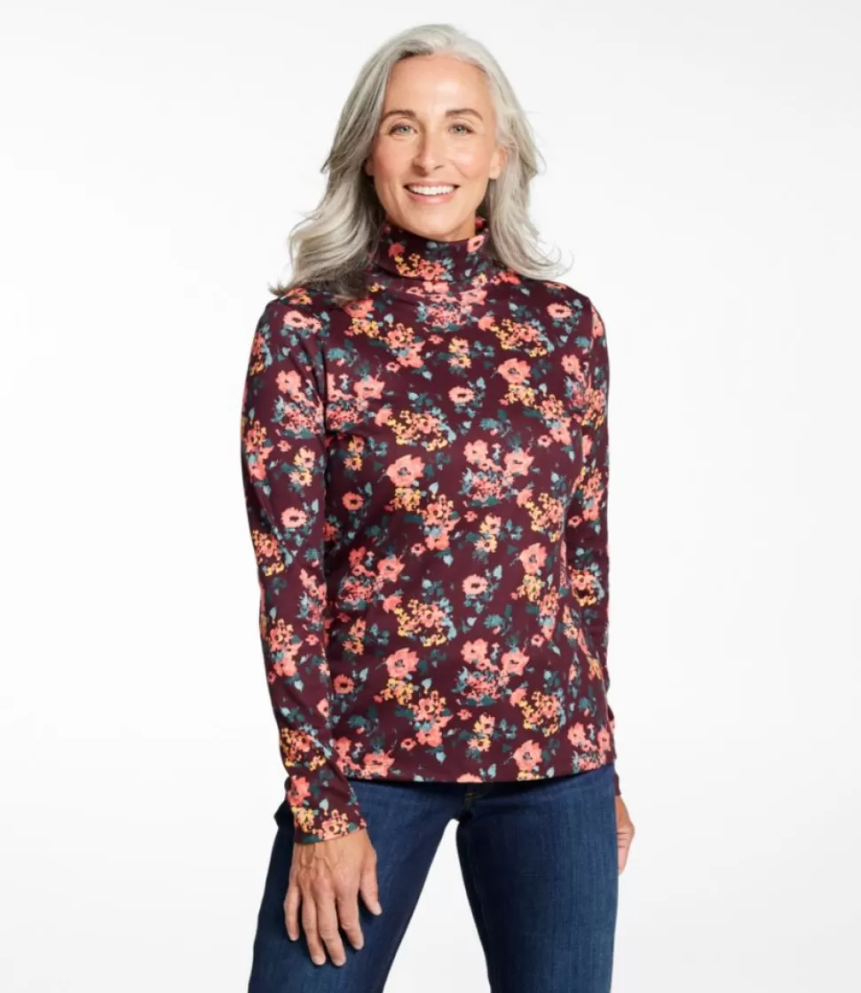New "Women's Pima Cotton Turtleneck, Long-Sleeve Print" Women Shirts & Tops