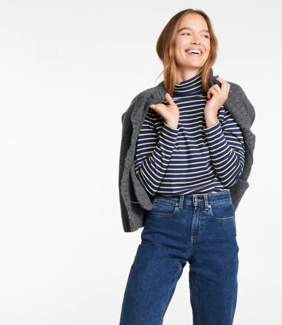 Discount "Women's Pima Turtleneck, Long-Sleeve Stripe" Women Shirts & Tops
