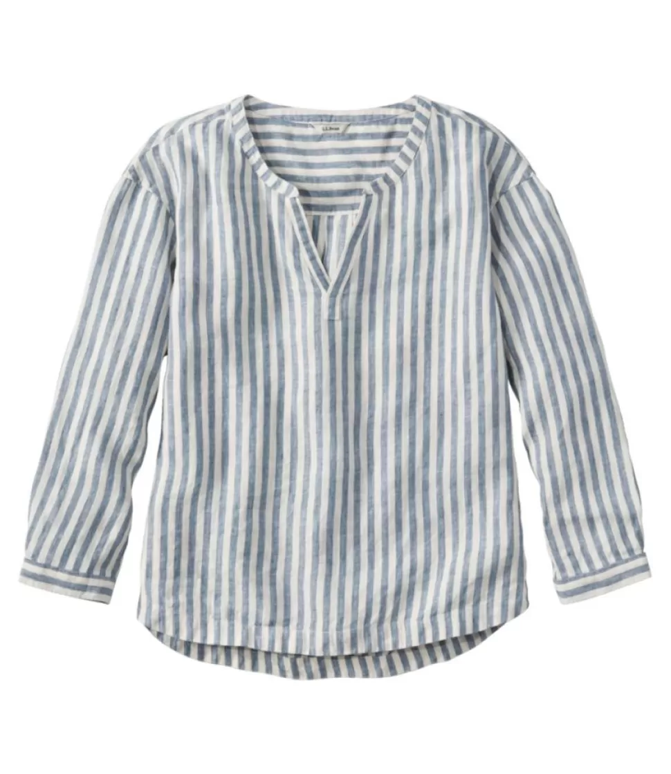 Best "Women's Premium Washable Linen Shirt, Splitneck Stripe" Women Shirts & Tops