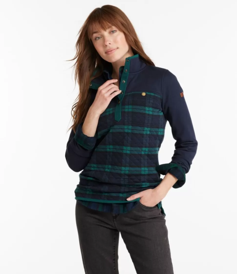 Fashion "Women's Quilted Sweatshirt, Mockneck Tunic Print" Women Sweatshirts