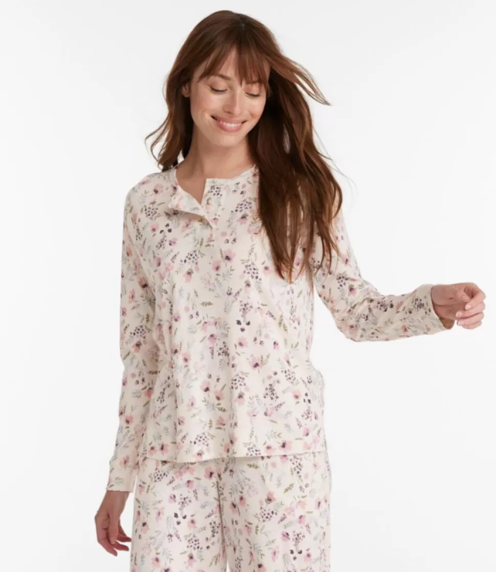 Hot "Women's Restorative Sleepwear, Long-Sleeve Henley Print" Women Sleepwear