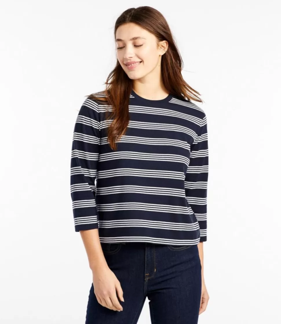 Flash Sale "Women's Saturday T-Shirt, Crewneck Three-Quarter-Sleeve Stripe" Women Shirts & Tops