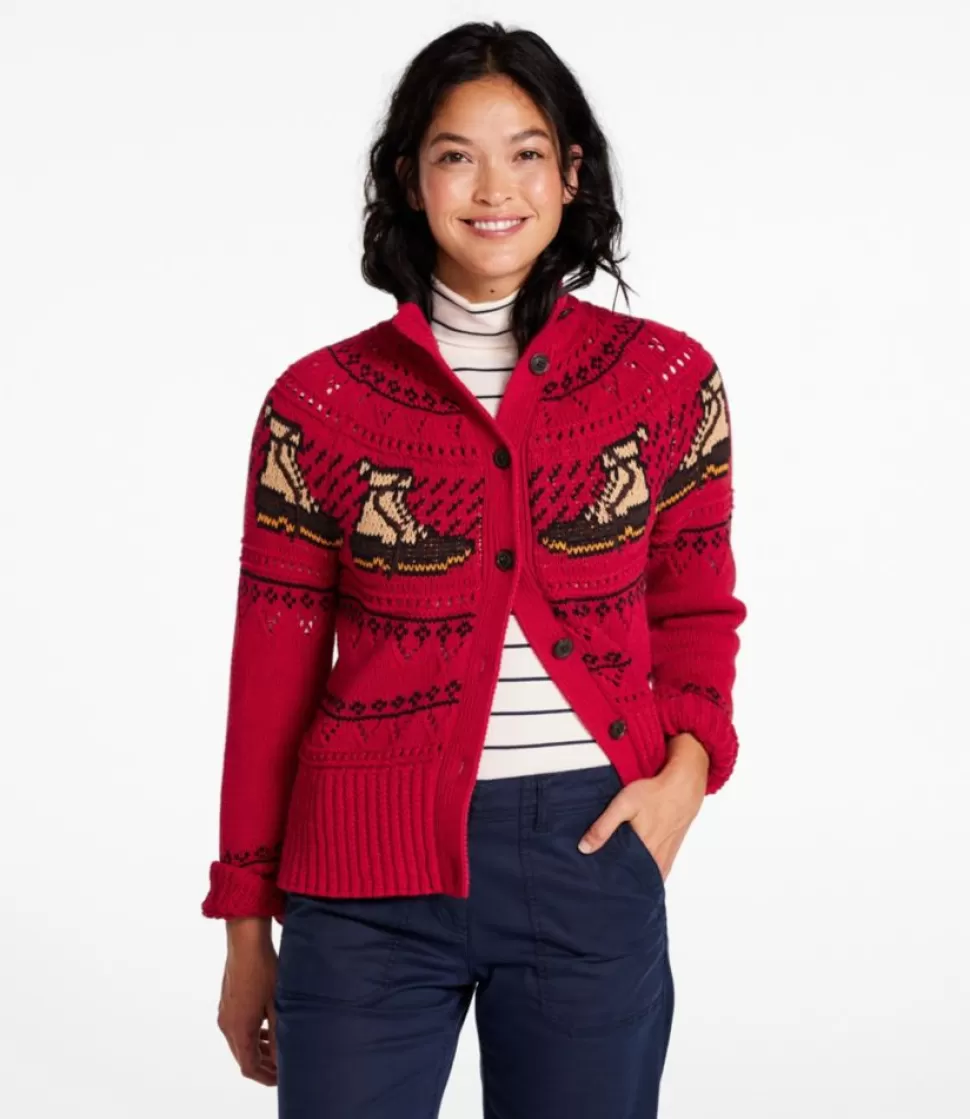 Cheap "Women's Signature Cotton Fisherman Sweater, Short Cardigan Fair Isle" Women Sweaters