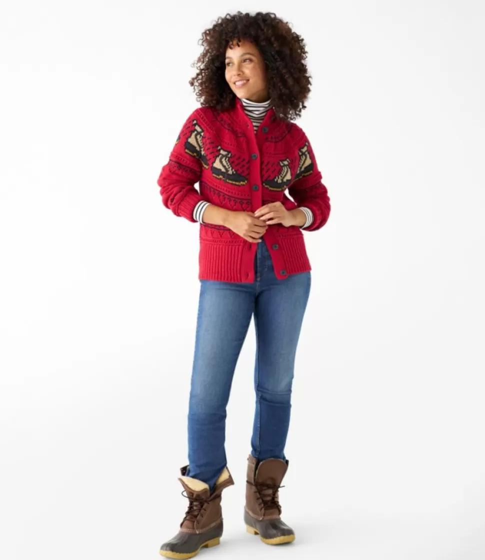 Cheap "Women's Signature Cotton Fisherman Sweater, Short Cardigan Fair Isle" Women Sweaters