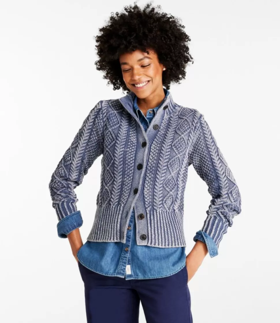 Best Sale "Women's Signature Cotton Fisherman Sweater, Short Cardigan Washed" Women Sweaters