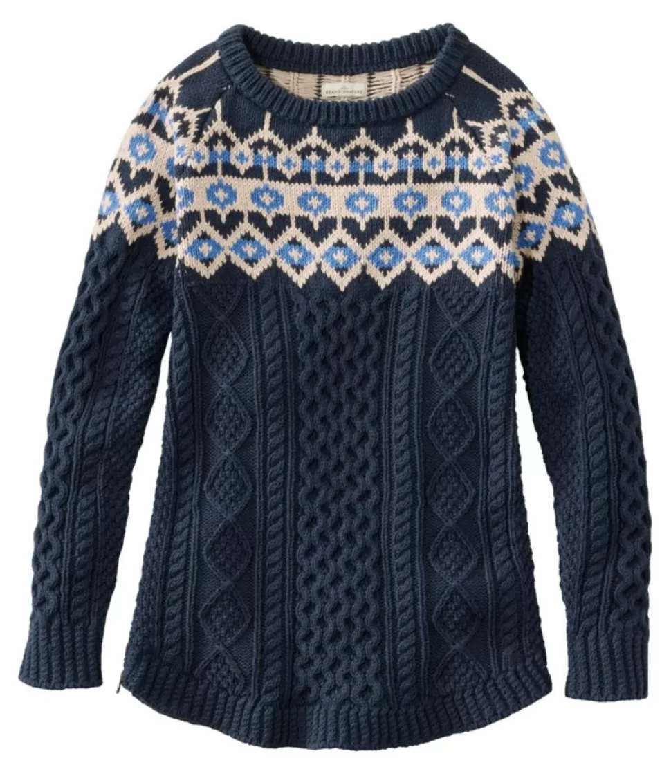 Flash Sale "Women's Signature Cotton Fisherman Tunic Sweater, Fair Isle" Women Sweaters