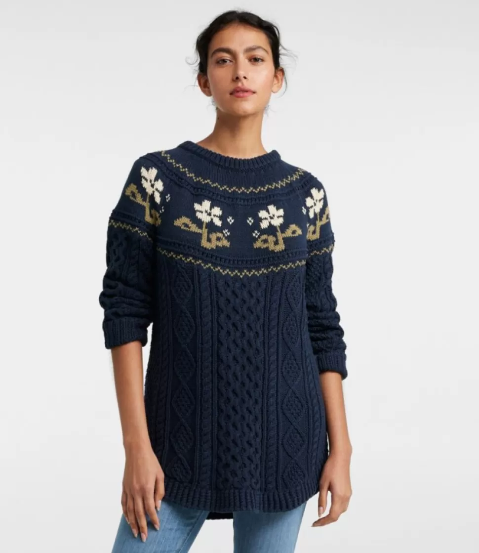 Flash Sale "Women's Signature Cotton Fisherman Tunic Sweater, Fair Isle" Women Sweaters