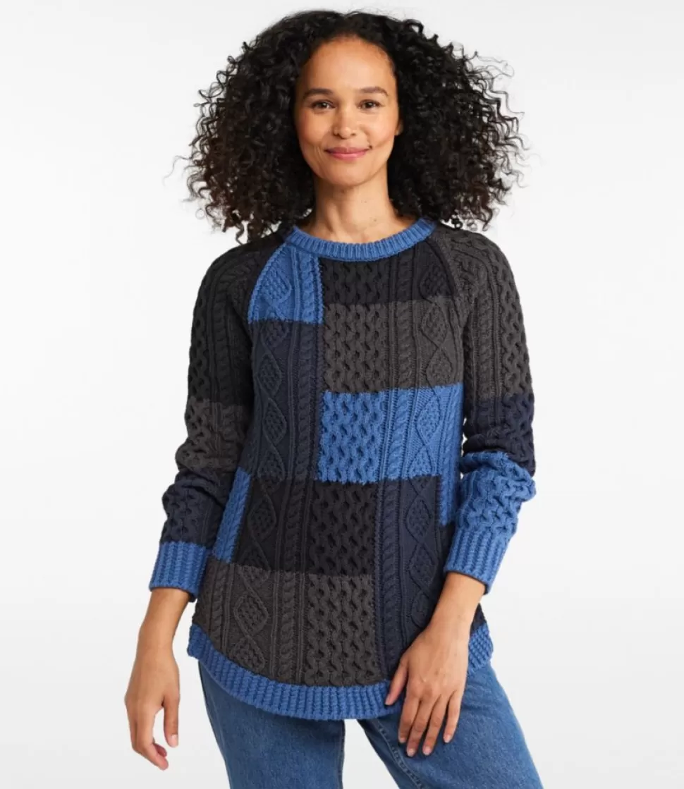 Cheap "Women's Signature Cotton Fisherman Tunic Sweater, Patchwork" Women Sweaters