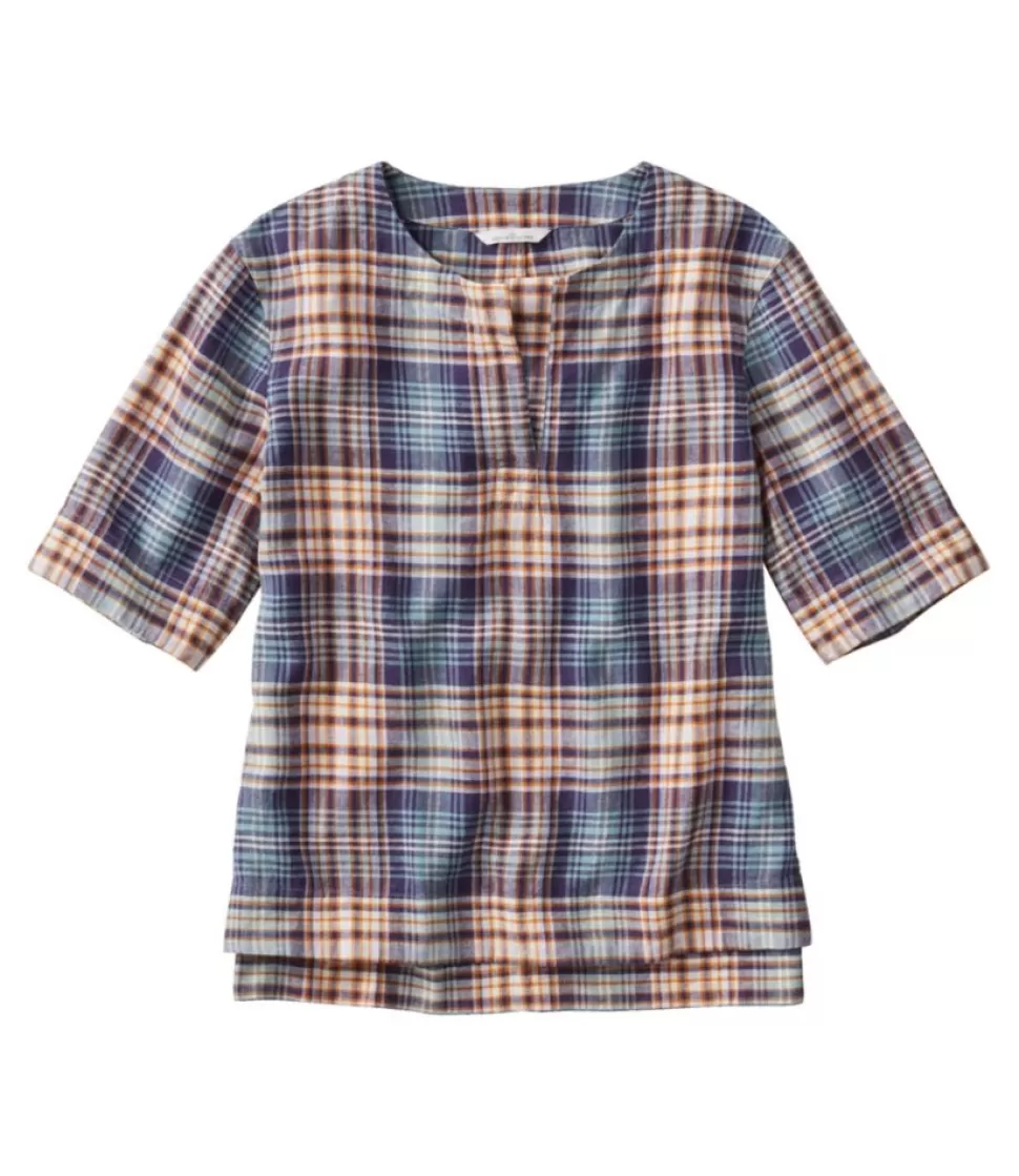 Outlet "Women's Signature Linen-Blend Splitneck Shirt, Short-Sleeve" Women Shirts & Tops