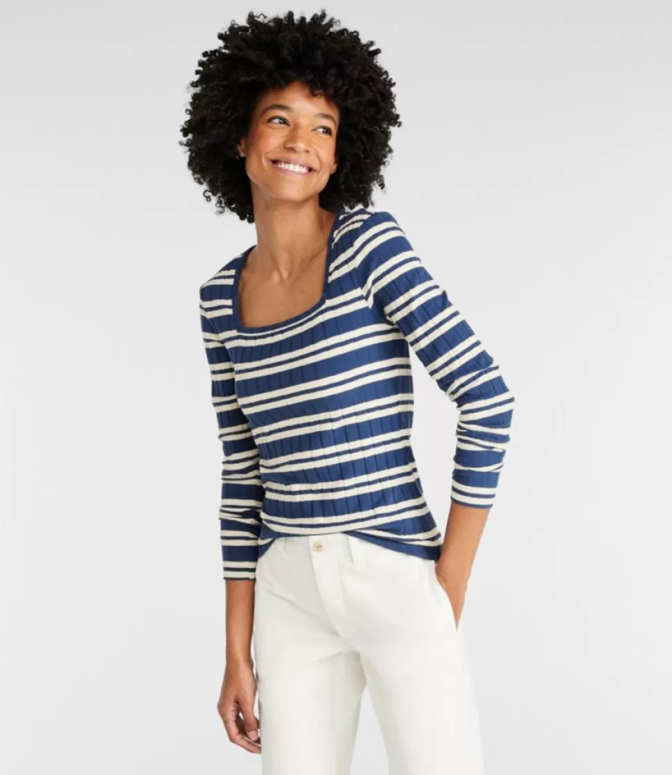 Hot "Women's Signature Ribbed Square-Neck Top" Women Shirts & Tops