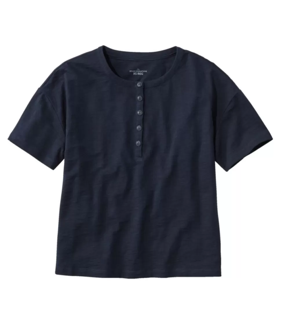 Store "Women's Signature Slub Tee, Short-Sleeve Henley" Women Shirts & Tops