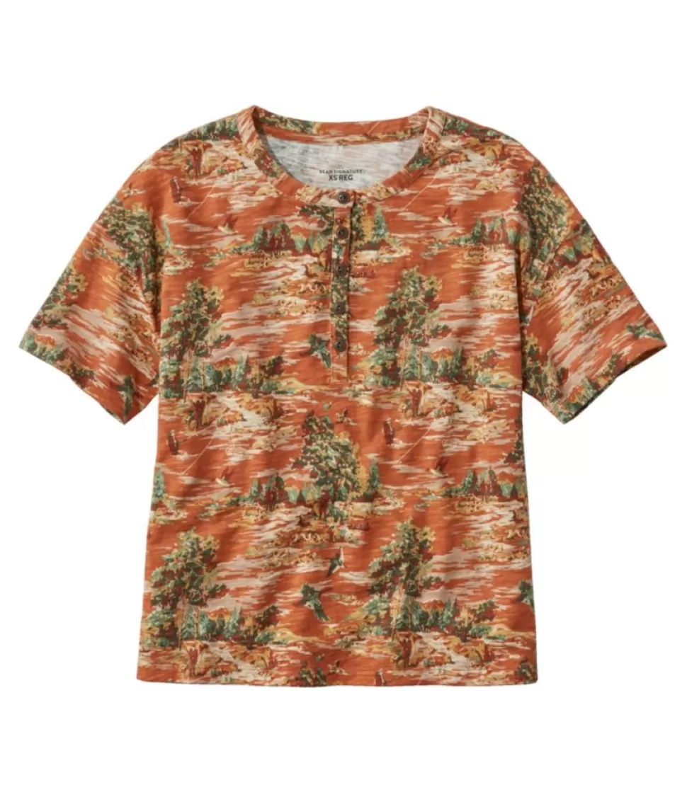Discount "Women's Signature Slub Tee, Short-Sleeve Henley Novelty" Women Shirts & Tops