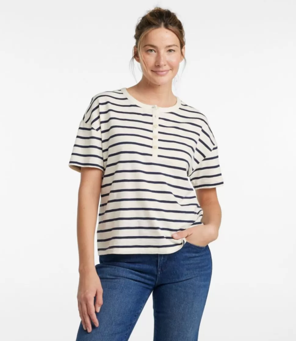 Discount "Women's Signature Slub Tee, Short-Sleeve Henley Novelty" Women Shirts & Tops