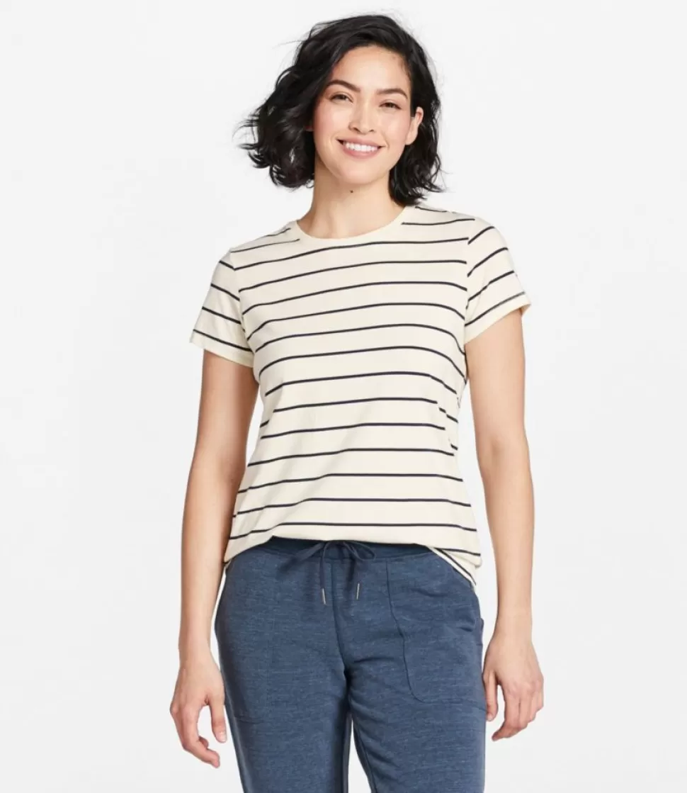 Cheap "Women's Soft Stretch Supima Tee, Crewneck Short-Sleeve Striped" Women Shirts & Tops
